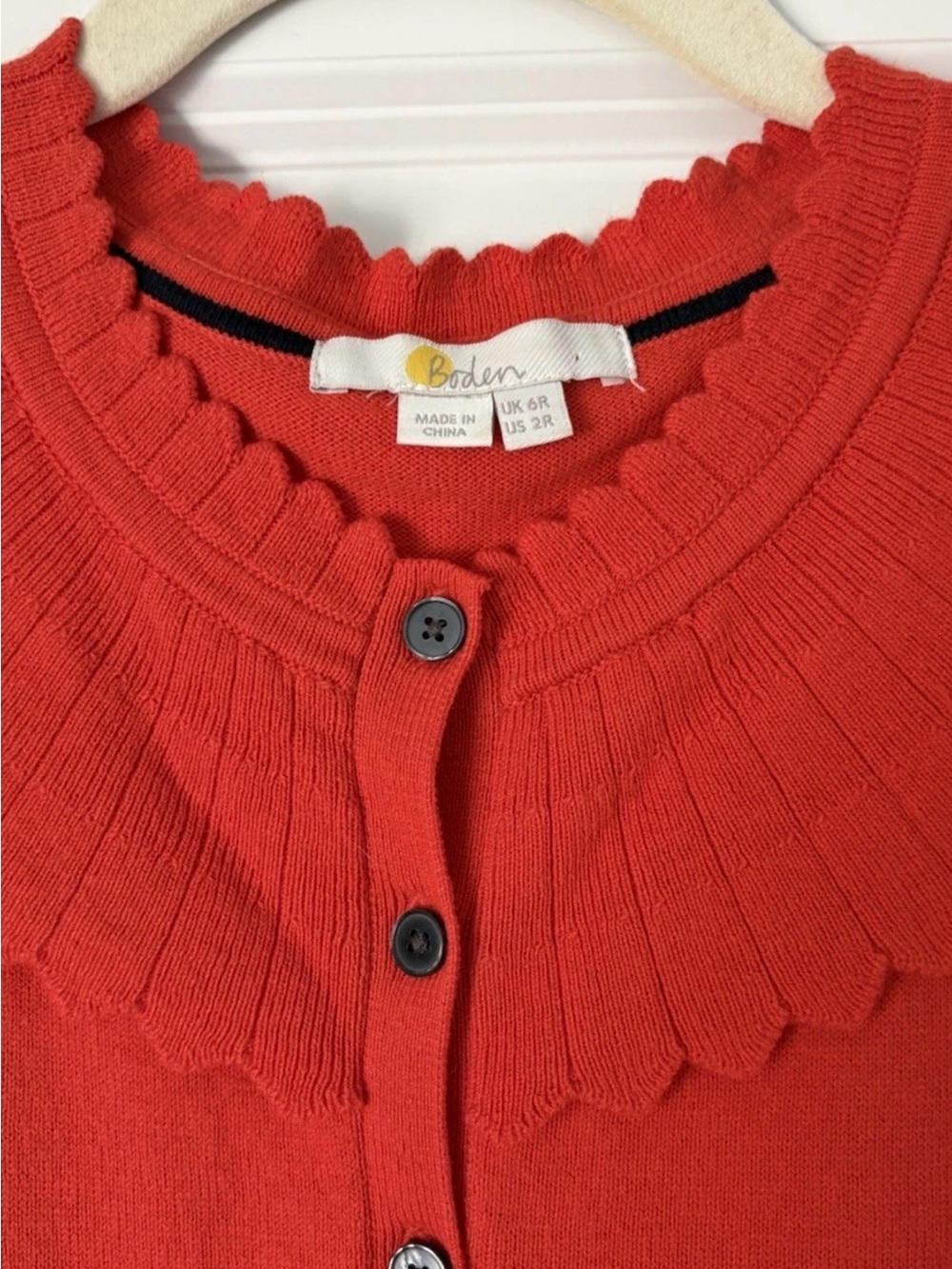 Boden Abercorn Knitted Dress Size 6R Collar Coral Cherry Red - Picture 6 of 6